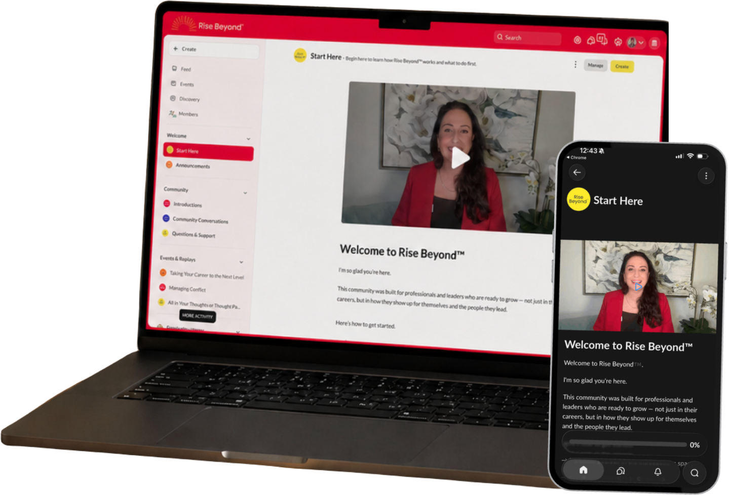 Rise Beyond™ community on laptop and mobile